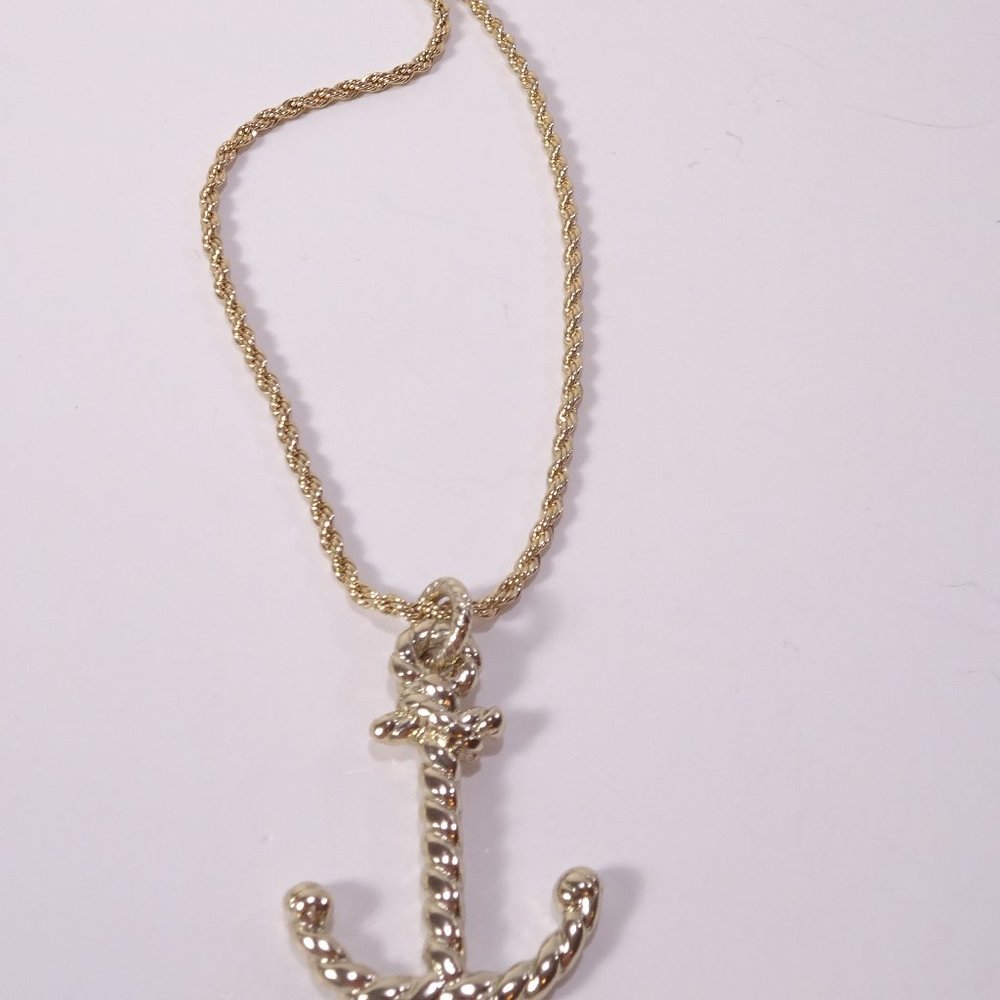 Banana Republic Roots of BR Gold Ribbon Rope Anchor Pendant Necklace NWT 88 - Picture 12 of 15